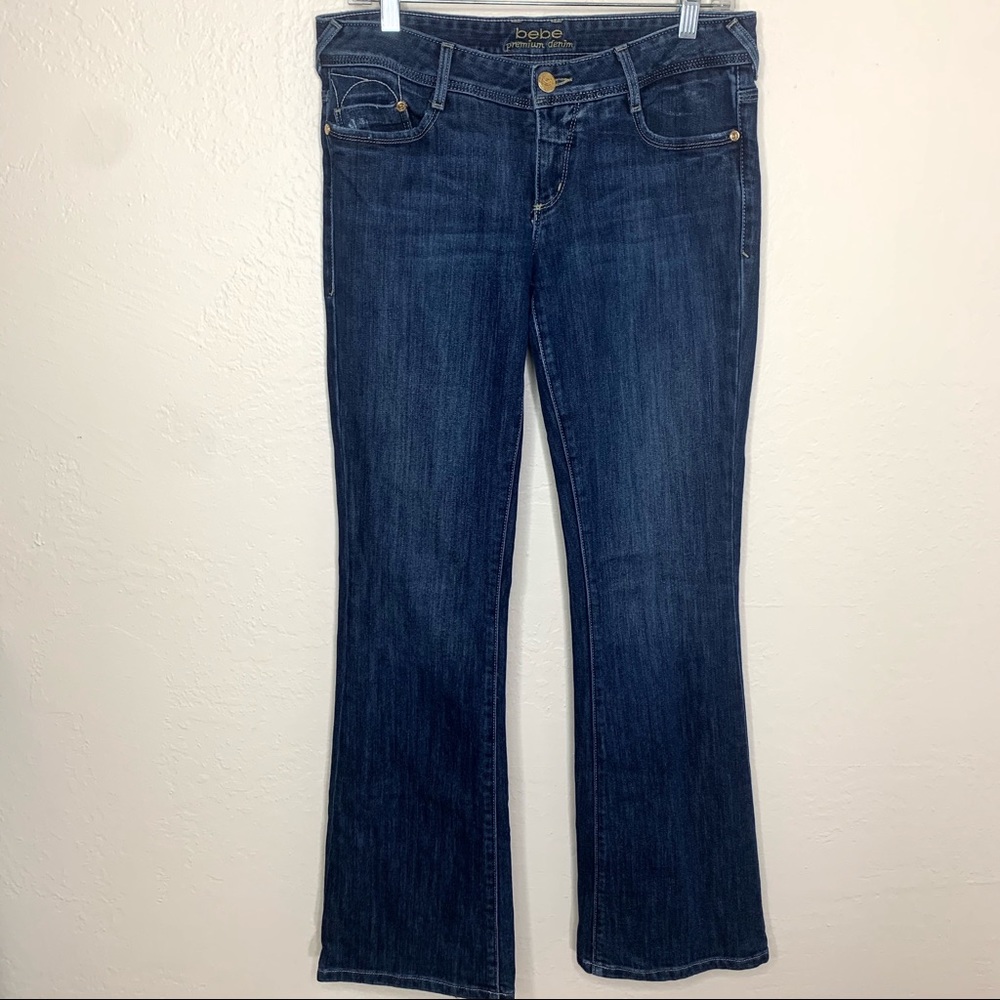 Bebe Premium Denim Mid Rise Bootcut Flare Jeans Size 29 – Classic Blue Stretch F